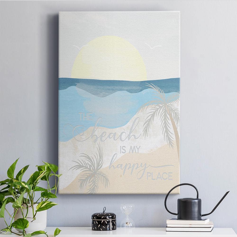 Happy Place Coastal Canvas Art Print with White Frame, 40 x 60