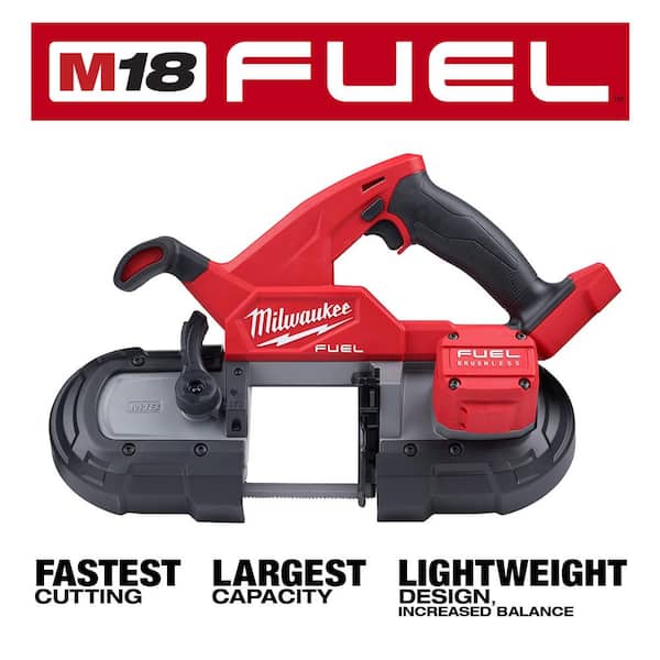 Milwaukee M18 FUEL 18V Lithium-Ion Brushless Cordless 1 in. SDS-Plus Rotary Hammer with Deep Cut Bandsaw (2-Tool)