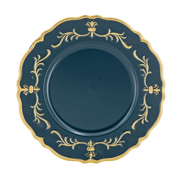 Blue Round Polypropylene 13 in. Decorative Platter (Set of 8)