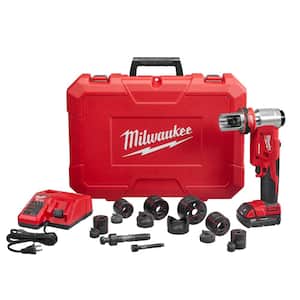 M18 18V Lithium-Ion Cordless FORCE LOGIC 6 Ton Knockout Tool 1/2 in. to 2 in. Kit w/(1) 2.0 Ah Battery, Die Set