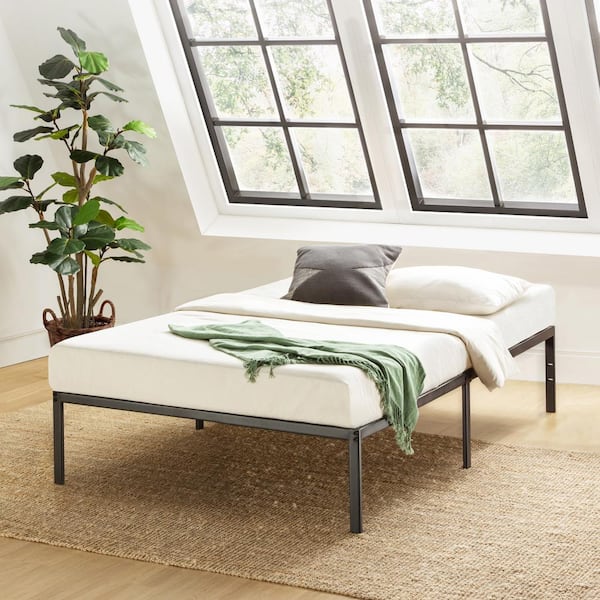 best price mattress Metal Platform Bed Frame with Heavy Duty Steel Slats, Black, Twin