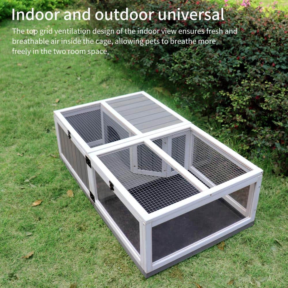 Runesay Habitat Wooden Tortoise House Tray Indoor Turtle Enclosure for Small Animals Outdoor Wooden Reptile Cage, image size:1000x1000