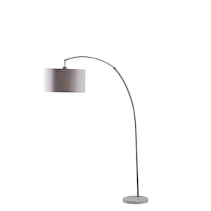 86 in. Beige 1 Light 1-Way (On/Off) Standard Floor Lamp for Bedroom with Cotton Round Shade