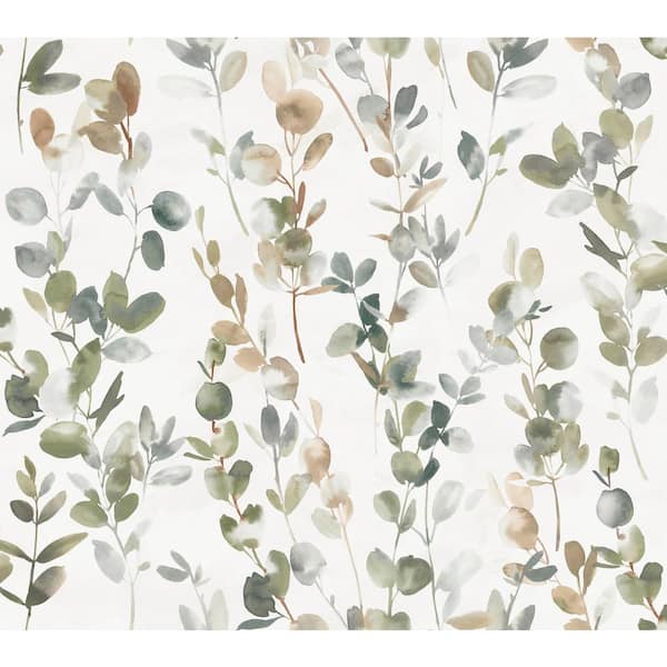 York Wallcoverings Navy Joyful Eucalyptus Non Woven Preium Peel and Stick  Paper Wallpaper Approximate 45 sq. ft. PSW1431RL - The Home Depot