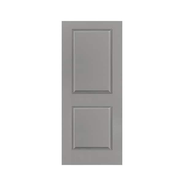 CALHOME 36 in. x 80 in. Light Gray Painted Finished Composite MDF 2 Panel Interior Barn Door Slab