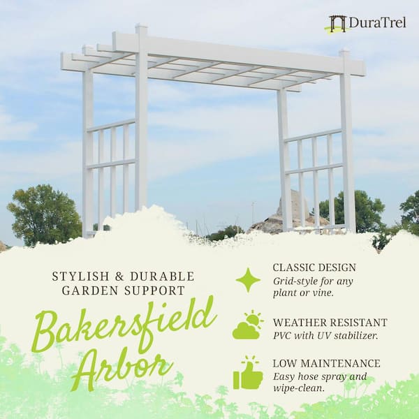 86 in. x 57 in. PVC Vinyl Outdoor Garden Patio Arbor