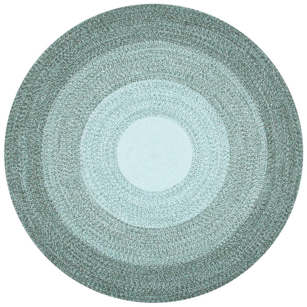Hand-Knotted Blue Cotton Round Area Rug