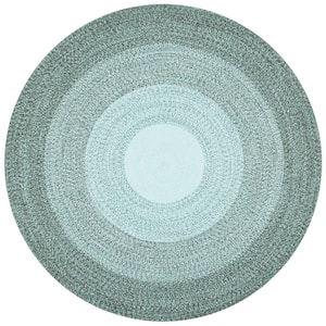 Cape Cod Green 4 ft. x 4 ft. Solid Color Border Round Area Rug
