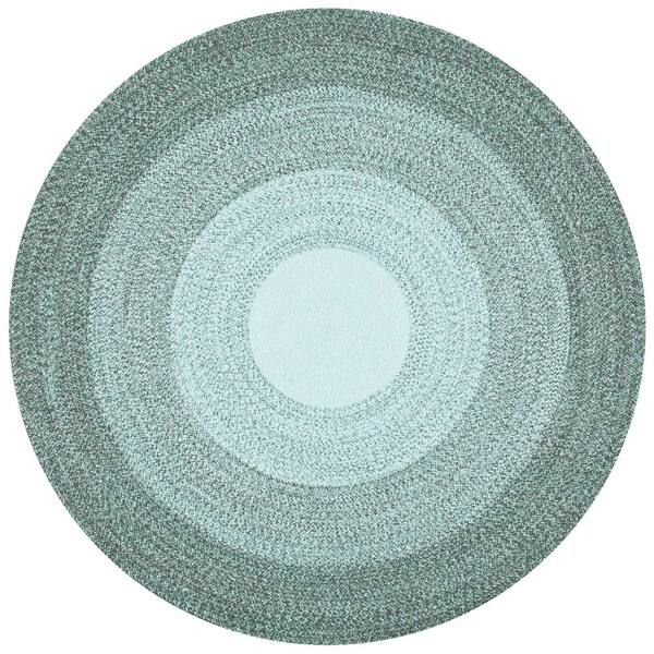 SAFAVIEH Cape Cod Green 4 ft. x 4 ft. Solid Color Border Round Area Rug