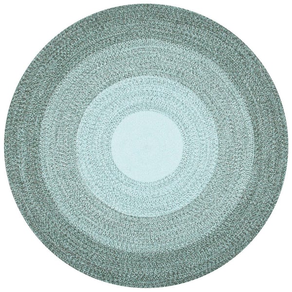SAFAVIEH Cape Cod Green 5 ft. x 5 ft. Solid Color Border Round Area Rug