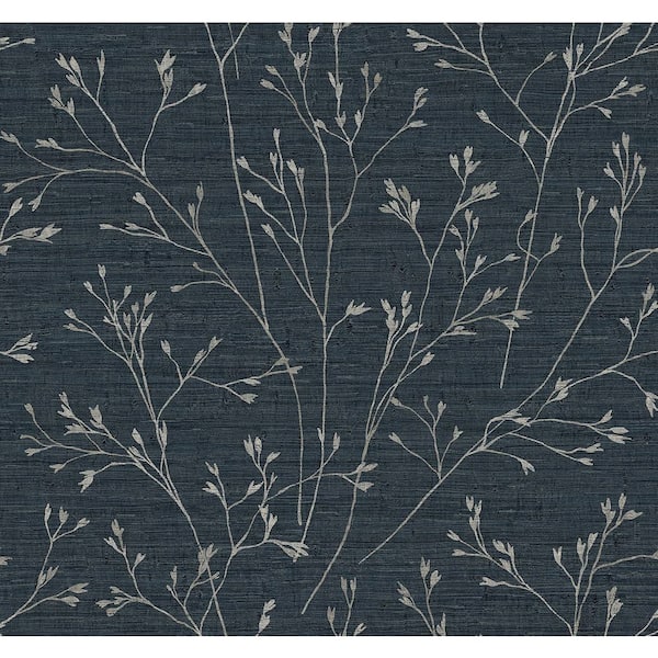 60.75 sq. ft. Ocean Blue Withington Branch Embossed Vinyl Unpasted Wallpaper Roll