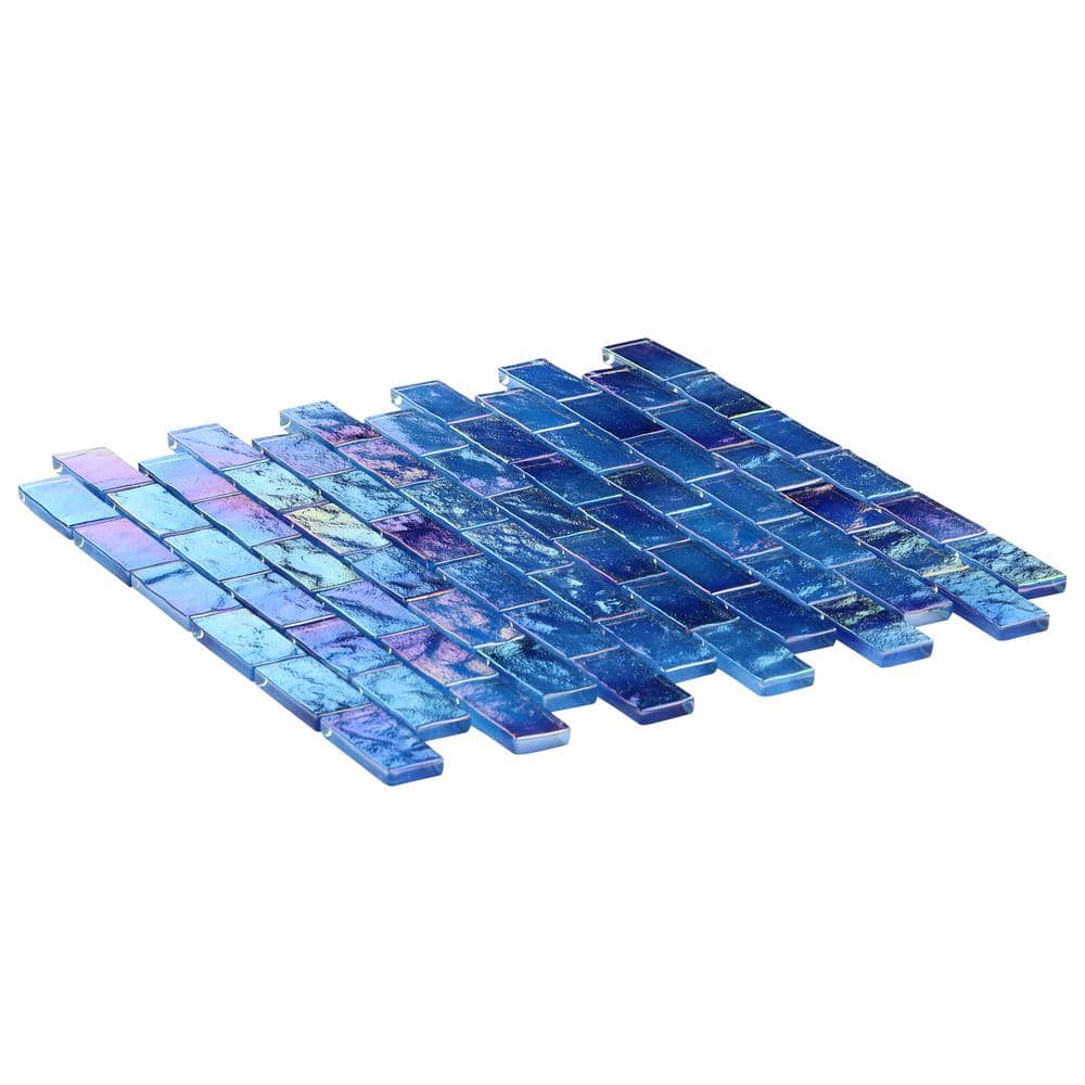 Shallows Dark Blue Polished Glass Mosaic Wall Tile