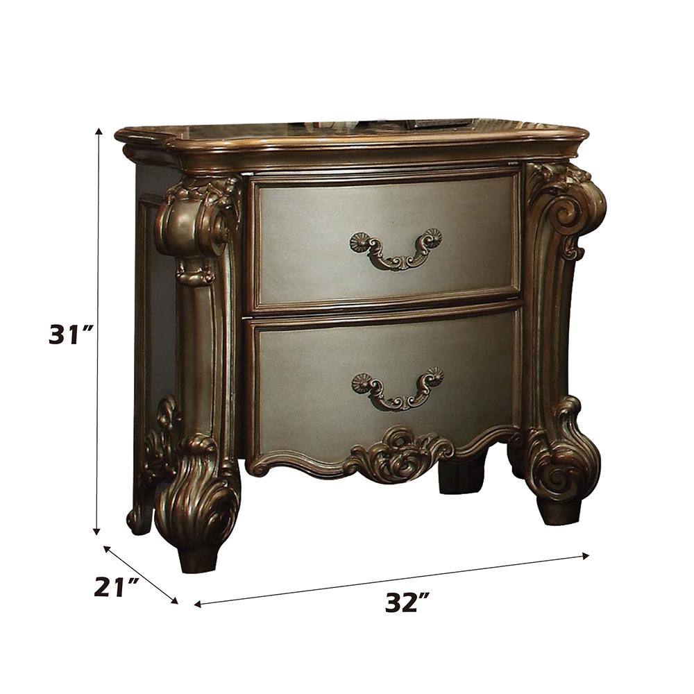 Vendome Antique Gold Patina and Bone Two-Drawer Nightstand