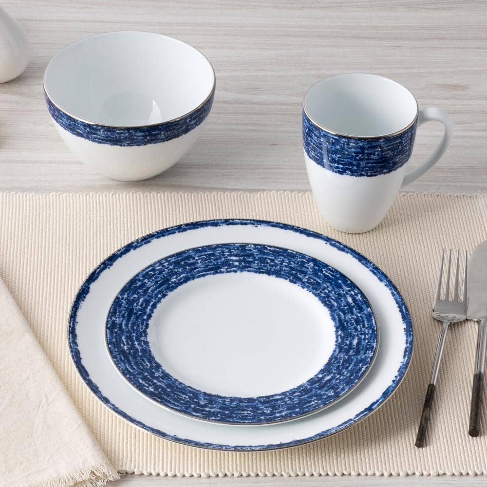 Blue and White Ceramic Cereal Bowls Set of 4