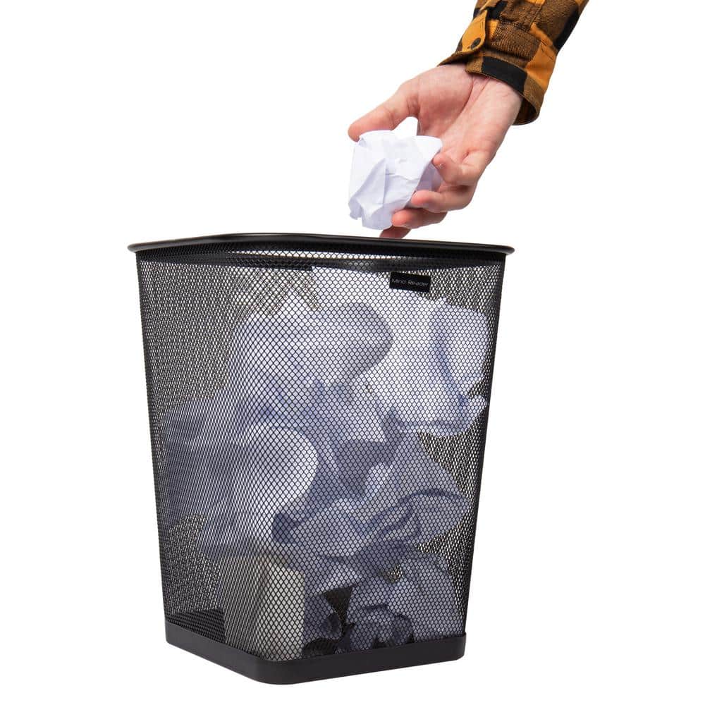 Black Stainless Steel Mesh Office Waste Baskets, Set of 4