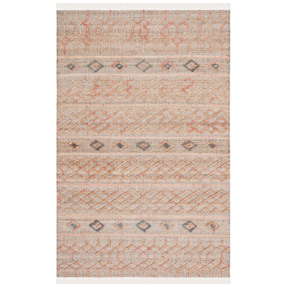 SAFAVIEH Natural Fiber Beige/Rust 5 ft. x 8 ft. Geometric Woven Area ...