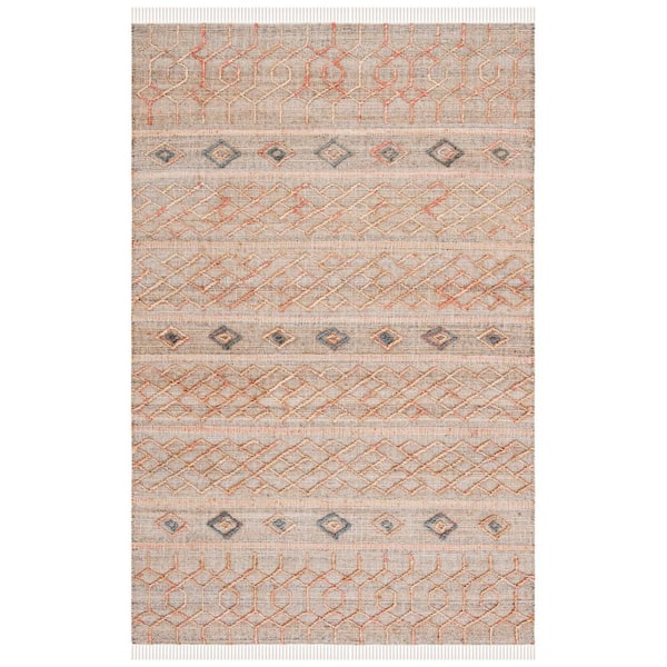 Natural Fiber 4 ft. x 6 ft. Natural/Rust Geometric Area Rug
