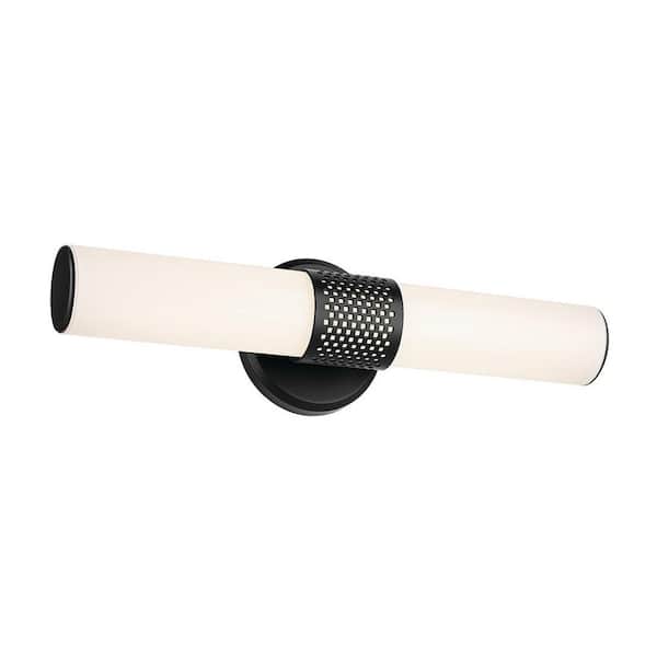 Sashi 18 in. Bath Bar Small Vanity Light LED with White Glass in Black