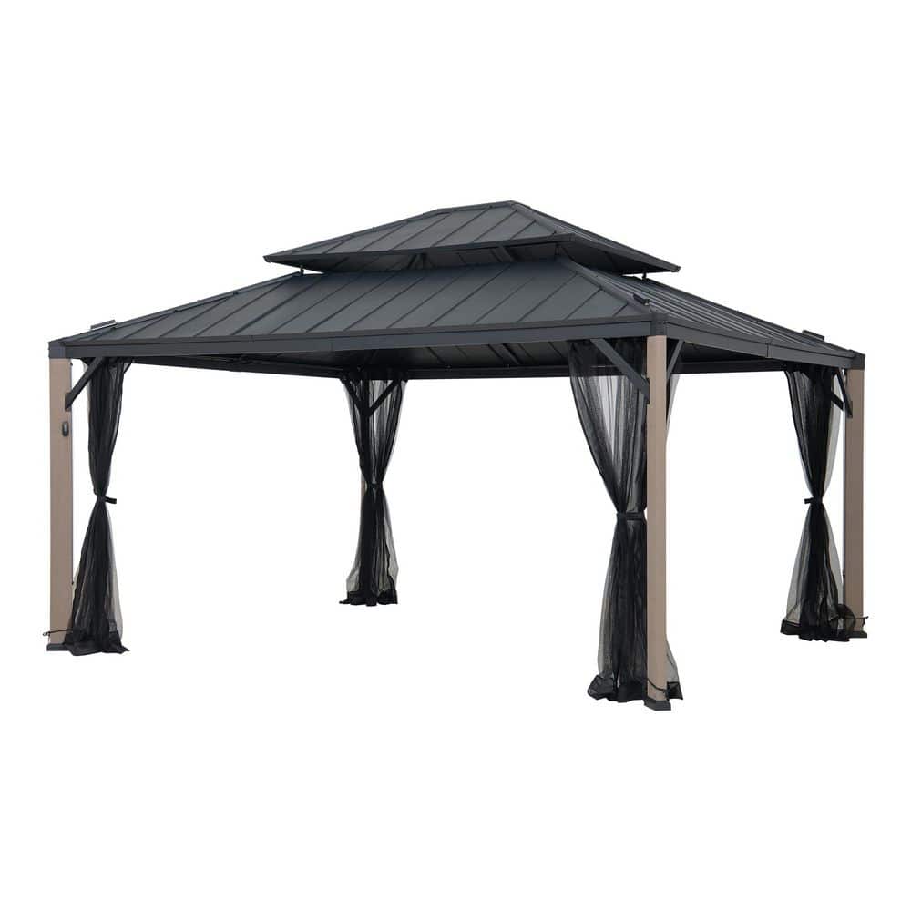 Stanwood 13 ft. x 15 ft. Cedar Framed Hard Top Gazebo with Solar Powered LED Lighting with Remote Control price history on PriceWatchPro