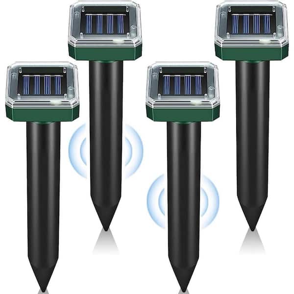 5-Watt Solar Mole Electronic Outdoor Dogs, Cat, Coyote, Deer, Fox, Racoon, Skunk Ultrasonic Spikes Repellent (4-Pack)