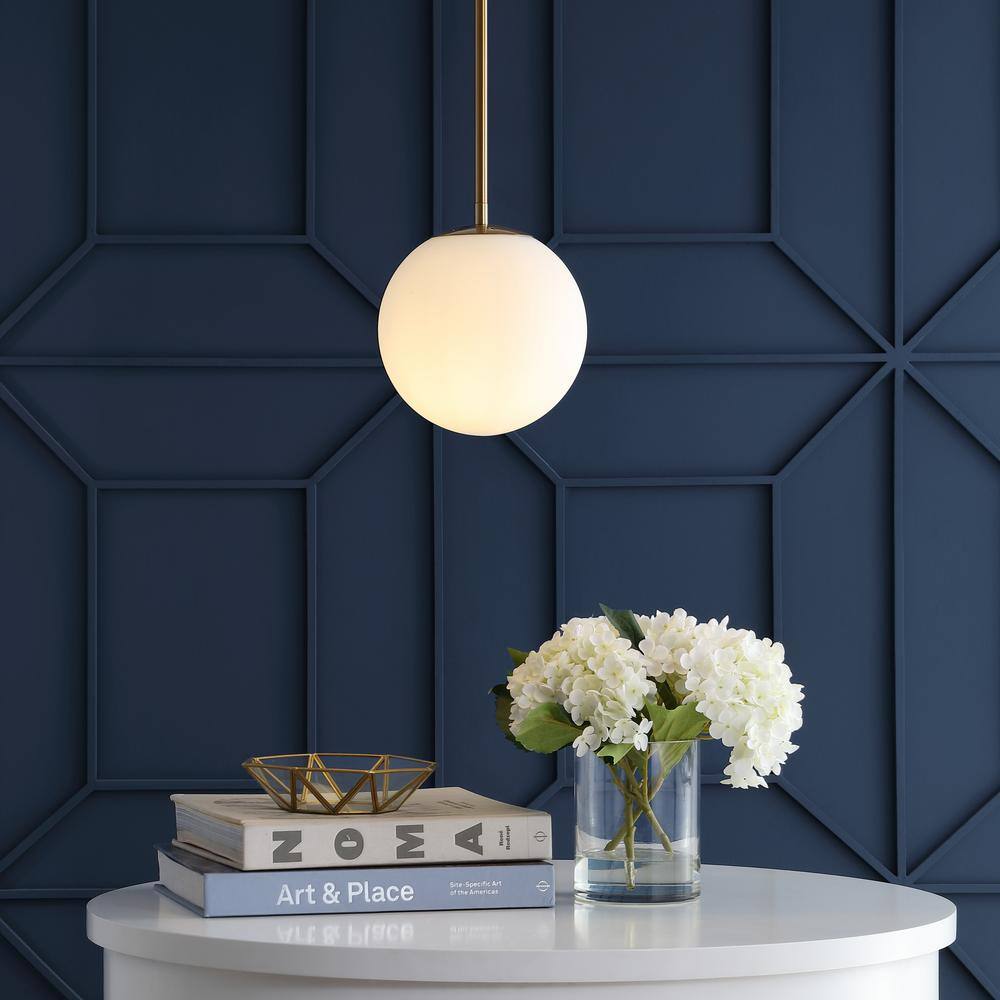 Bleecker 7.75" White Glass Globe LED Pendant Light
