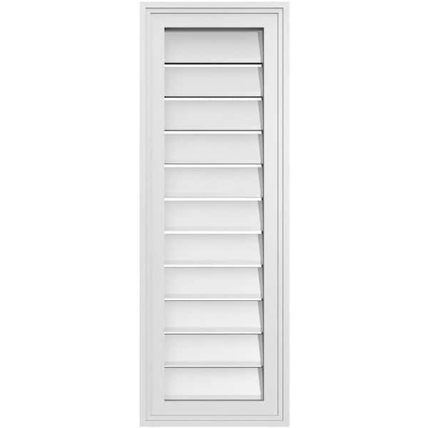 Ekena Millwork 12 in. x 34 in. Vertical Surface Mount PVC Gable Vent: Functional with Brickmould Frame