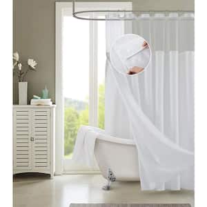 Hotel Complete 72 in. White Textured Waffle Shower Curtain with Detachable Liner