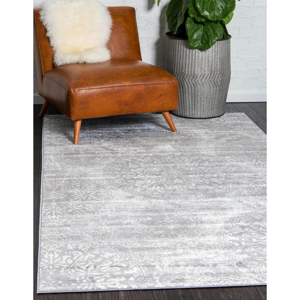 Grand Sofia Gray & Ivory 4'1" x 6'1" Rectangular Easy-Care Rug