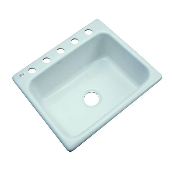 Thermocast Inverness Drop-In Acrylic 25 in. 5-Hole Single Bowl Kitchen Sink in Seafoam Green