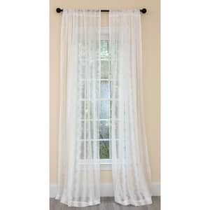 Manor Luxe White Jacquard Embroidered Rod Pocket Sheer Curtain - 52 in ...