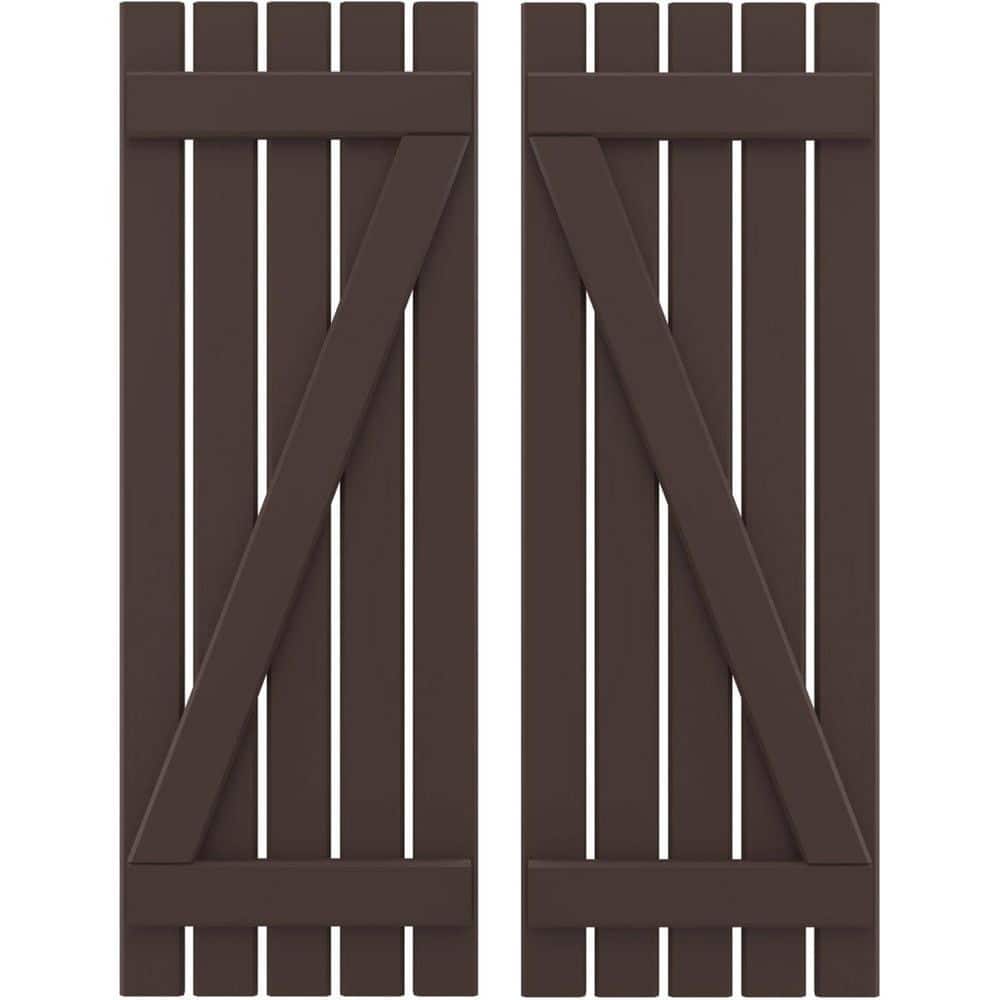 19-1/2 in. W x 37 in. H Americraft 5-Board Exterior Real Wood Spaced Board and Batten Shutters w/Z-Bar in Raisin Brown price history on PriceWatchPro