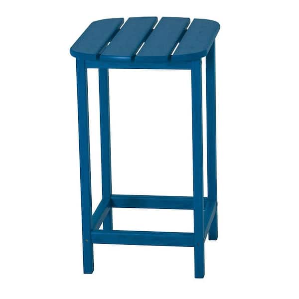 POLYWOOD South Beach 26 in. Pacific Blue Patio Counter Side Table