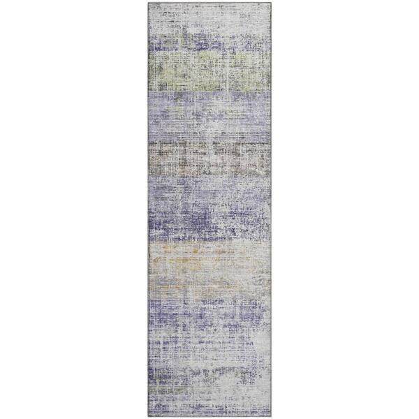 Mayfield Premium Machine Washable Abstract AMF2388 Lavender 2 ft. x 7 ft. Runner Rug