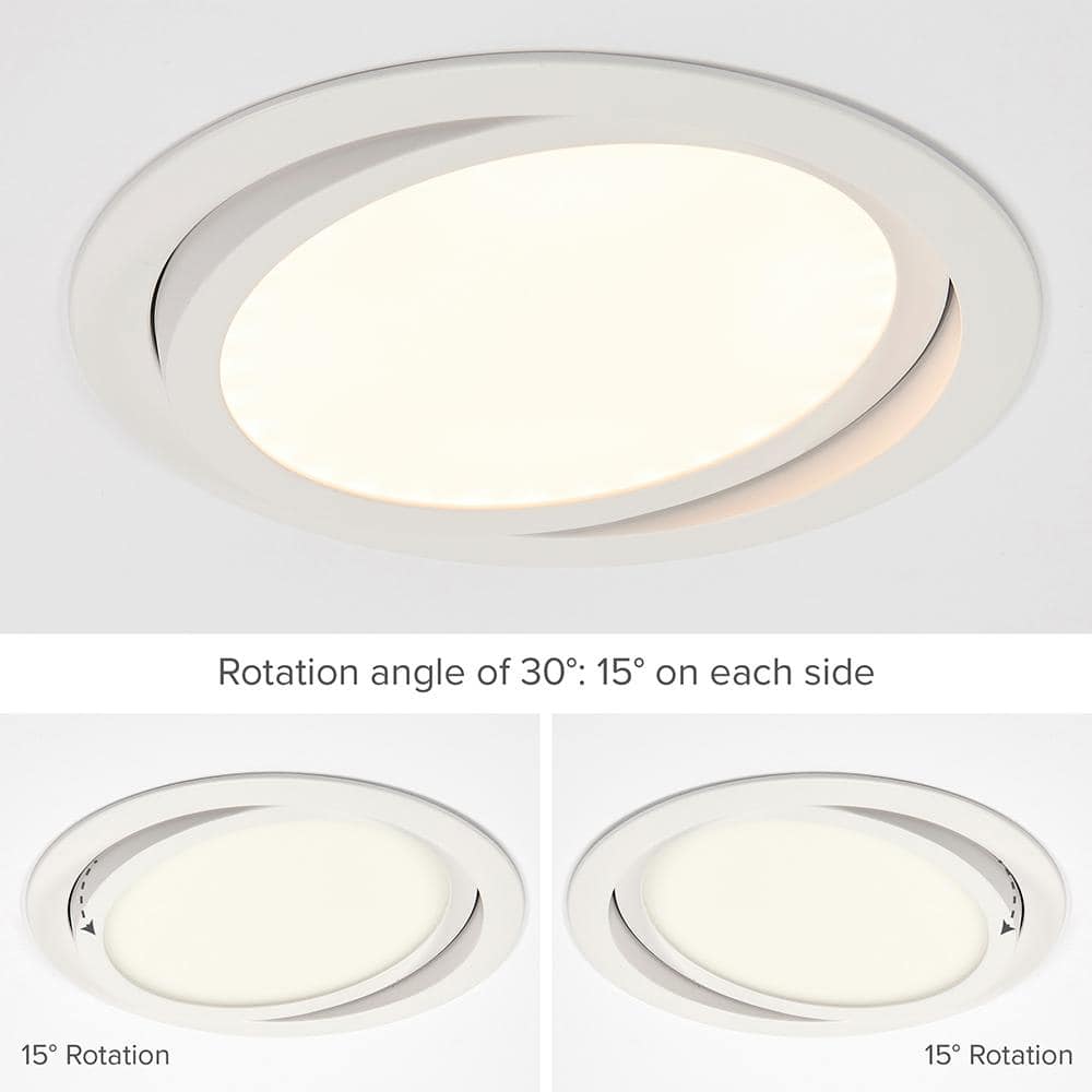 6-Inch White Aluminum LED Recessed Gimbal Downlight with Junction Box