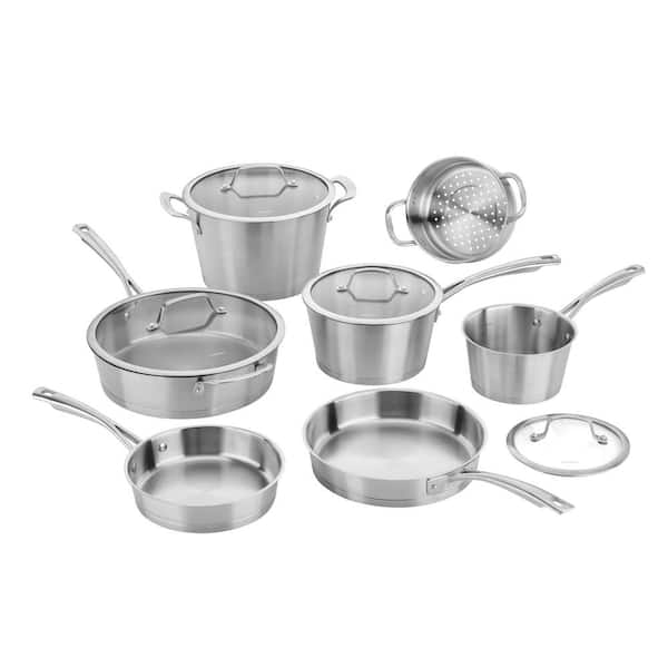 Cuisinart Conical 11 Piece Stainless Steel Cookware Set In Brushed Stainless Steel 72ib 11 The Home Depot