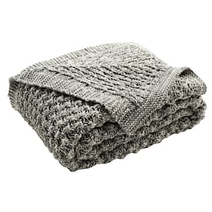 Janan 50 in. x 60 in. Gray Knit Throw Blanket