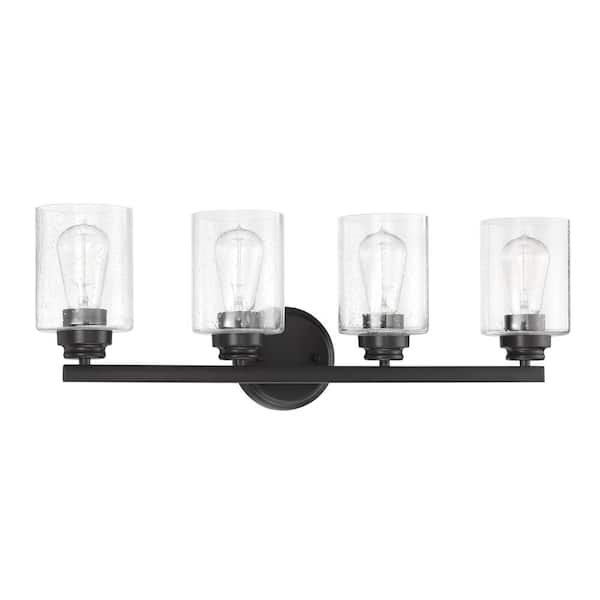 CRAFTMADE Bolden 25.13 in. 4-Light Flat Black Finish Vanity Light with ...