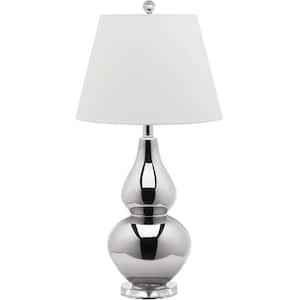 Cybil 26.5 in. Silver Double Gourd Table Lamp with Off-White Shade