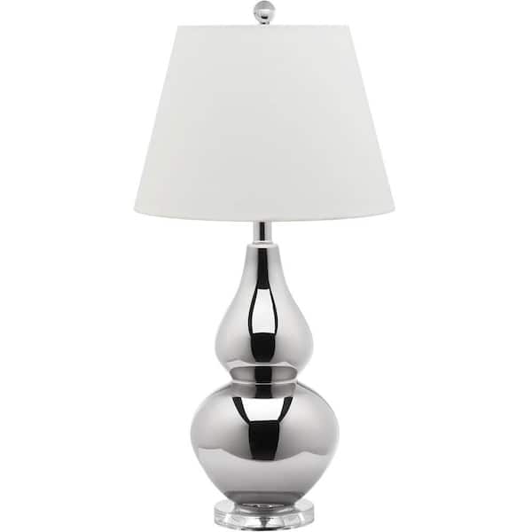 SAFAVIEH Cybil 26.5 in. Silver Double Gourd Table Lamp with Off-White Shade
