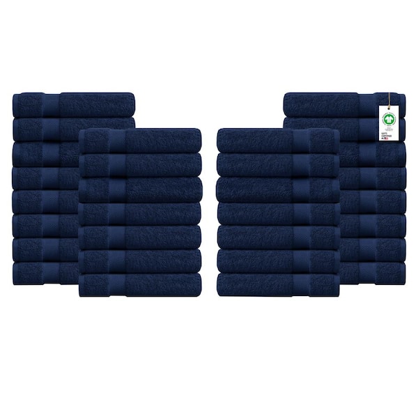 Delara Feather Touch Quick Dry Pack of 30 Insignia Blue Solid 100% Organic Cotton 650 GSM Wash Cloth