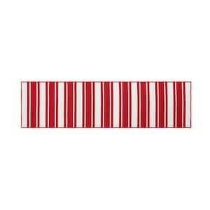 Tufted Red and White 2 ft. 2 in. x 8 ft. Gladwin Stripe Runner Rug
