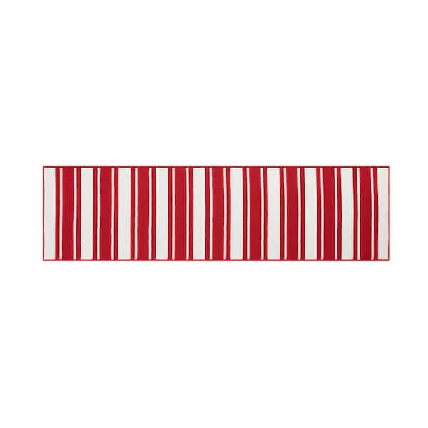 Nautica Tufted Red and White 2 ft. 2 in. x 8 ft. Gladwin Stripe Runner Rug