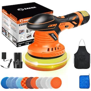 Mini Cordless Buffer Polisher - 6  in. Portable Polishing Machine Kit for Car Detailing(Orange, 1 Battery)