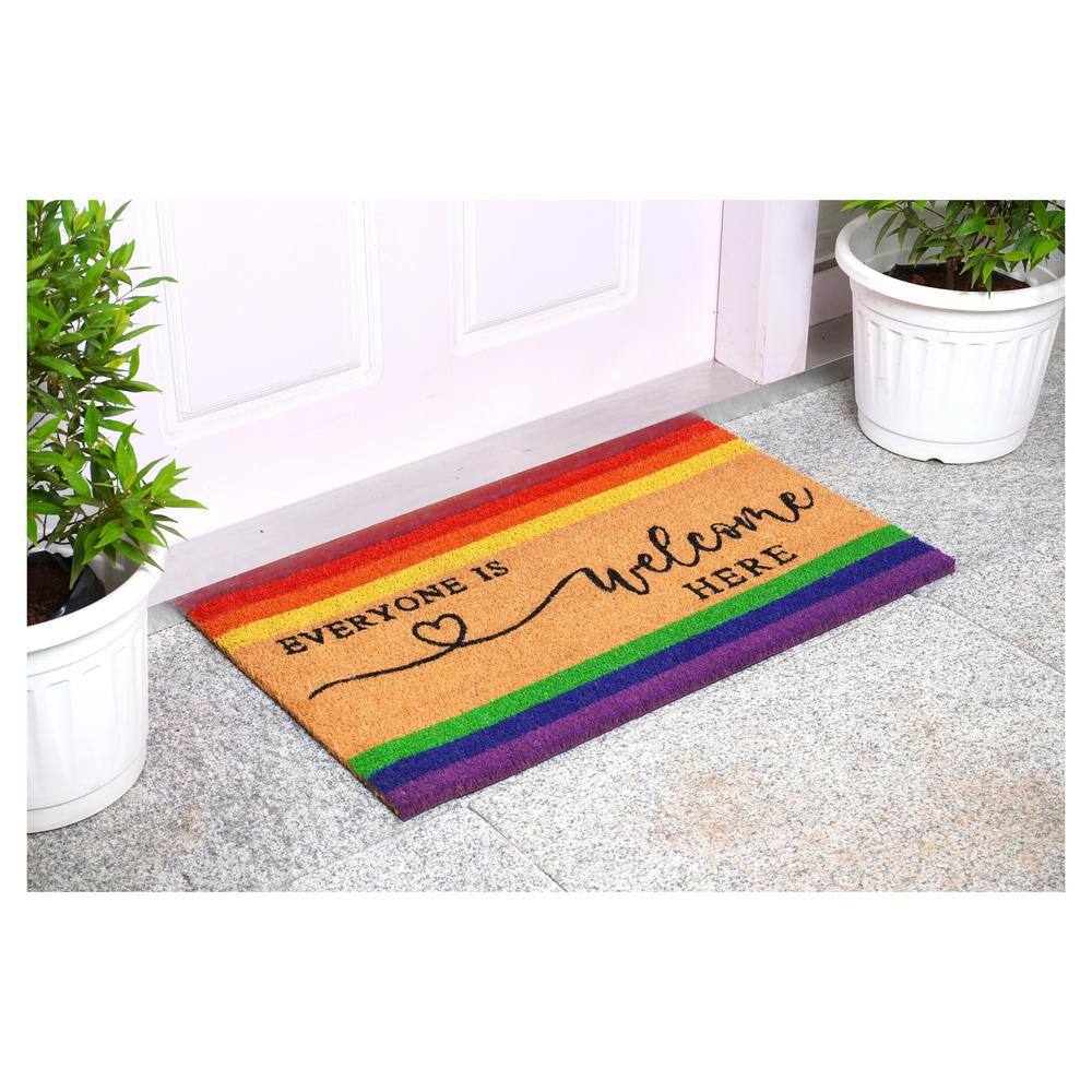 Everyone is Welcome Coir Doormat with Vinyl Backing