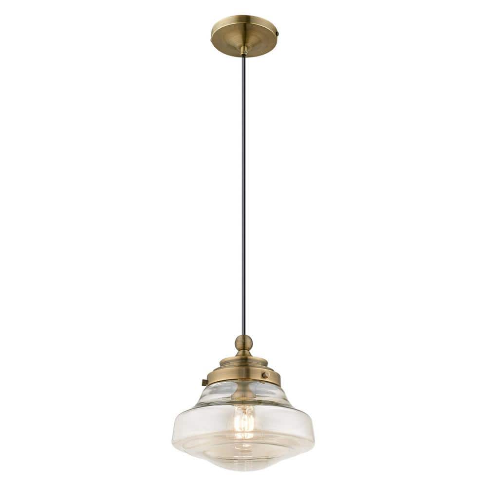 Antique Brass Mini Pendant with Champagne Glass Shade