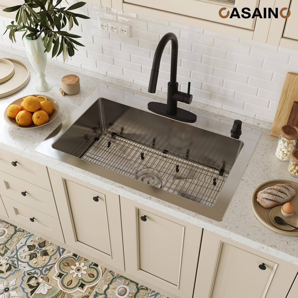 33'' Stainless Steel Drop-In Single Bowl Kitchen Sink