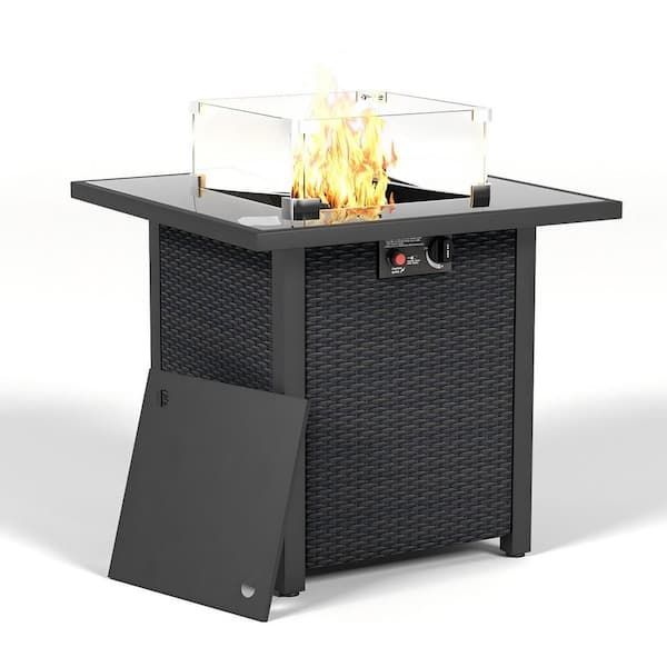 Unbranded 28 in. Propane Fire Pit Table, 50000 BTU Gas Firepits Tempered Glass Tabletop for Outside Patio and Garden (Coffee)