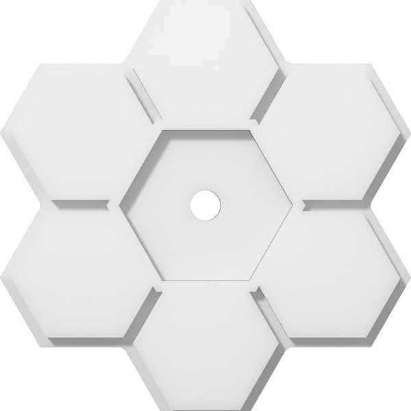 Ekena Millwork 1 in. P X 4-3/4 in. C X 14 in. OD X 1 in. ID Daisy Architectural Grade PVC Contemporary Ceiling Medallion