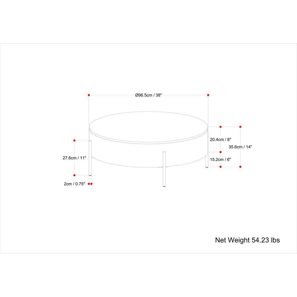 Natural Mango Wood and Black Metal Round Drum Coffee Table