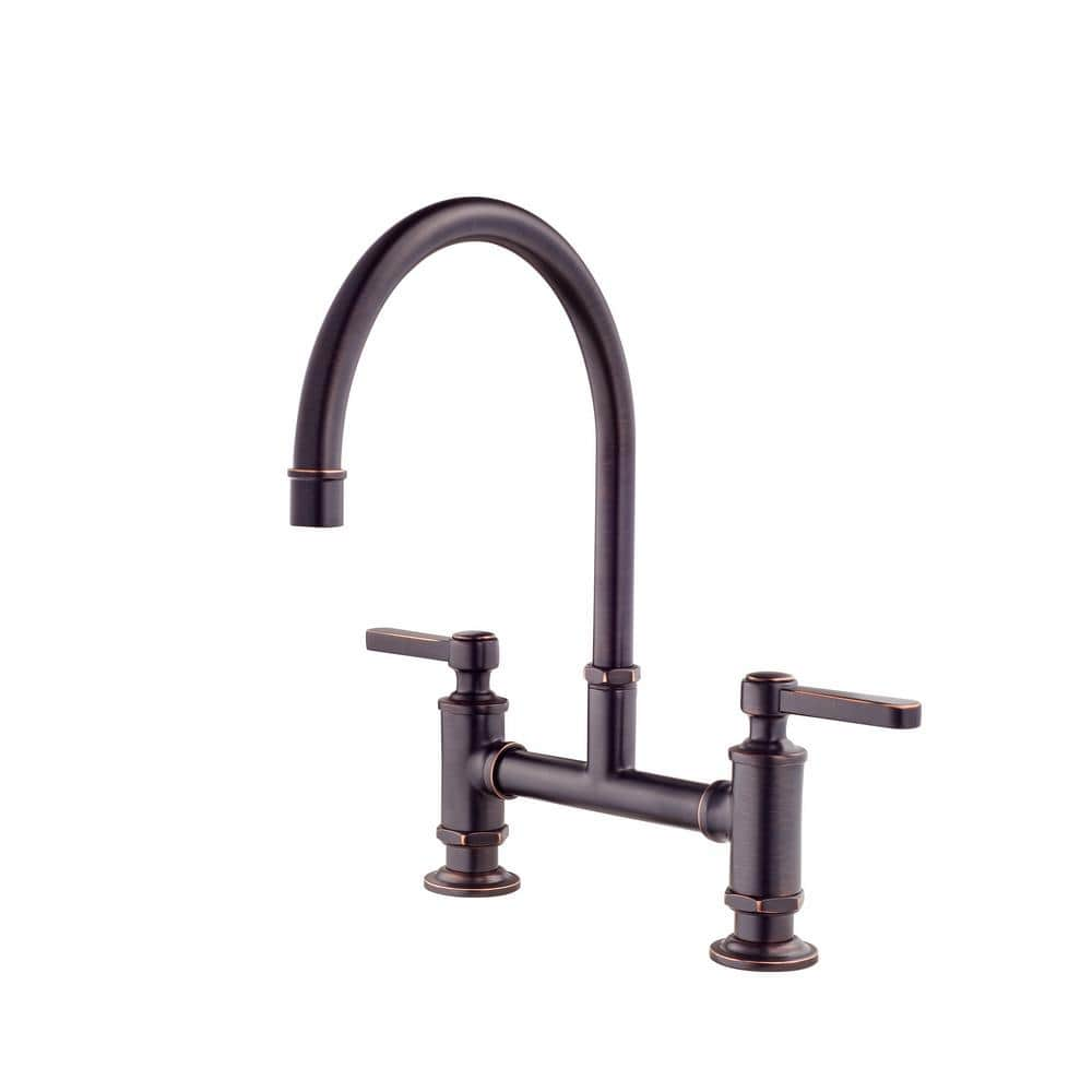 Pfister Port Haven 2 Handle Bridge Kitchen Faucet In Tuscan Bronze Gt31 Tdy The Home Depot 8397